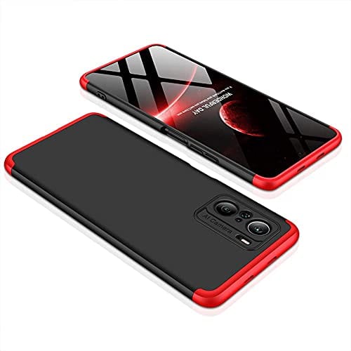 Capa Capinha Anti Impacto 360 Para Xiaomi Mi 11X 11X Pro 5g com Tela de 6.67" Polegadas Case Acrílica Fosca Acabamento Slim Macio (Preto com Vermelho)