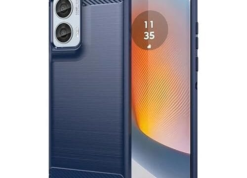 Capa Capinha Anti Impacto Para Moto G85 - Case Com Desenho Fibra De Carbono Shock Queda - Danet (Azul)