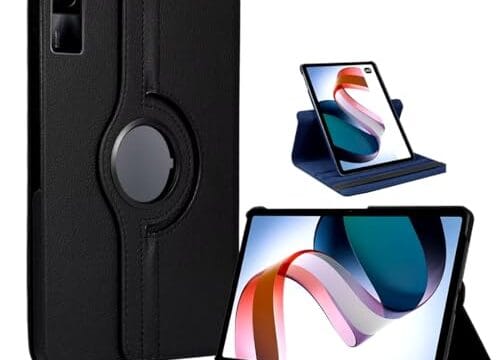 Capa Capinha Carteira de Couro Preta Giratória Executiva Compatível Com Redmi Pad SE Tela de 11 Polegadas - (Hard Glass Store)