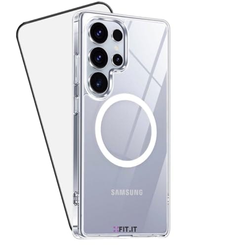 Capa Capinha Magnética para Samsung Galaxy S25 e Película 5D, Compatível com MagSafe, Proteção contra Quedas, Case Transparente Slim (Galaxy S25 Ultra)