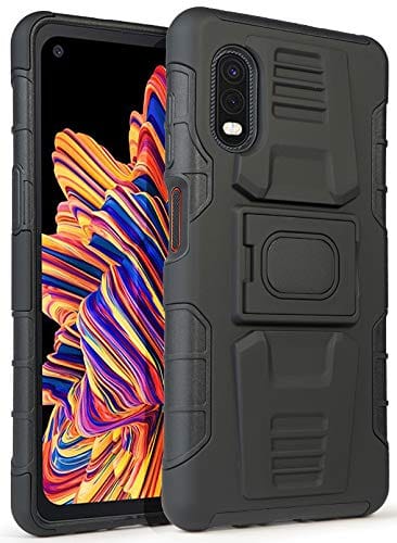 Capa para Galaxy XCover Pro, Nakedcellphone [Preta] Capa robusta com suporte [placa de montagem embutida] para celular Samsung Galaxy XCover Pro (SM-G715)