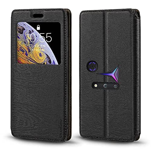Capa para Lenovo Legion 2 Pro, capa de couro de grão de madeira com porta-cartão e janela, capa flip magnética para Lenovo Legion Phone Duel 2 L70081
