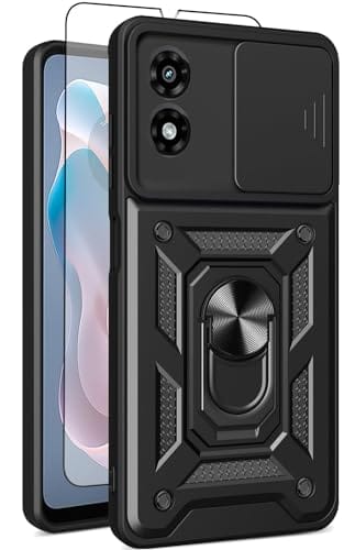 Capa para Motorola Moto G-Play 2024: com protetor de tela, capa deslizante para câmera e suporte multiângulo para capa de celular Moto g-Play 2024 4G