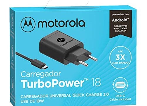 Carregador Turbo Power 18w Motorola Usb-c MOTO De G8 até G100-3X Mais Rápido