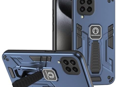 Caso de telefone celular Capa compatível com Samsung Galaxy M33 5G (Índia) com capa de suporte integrada à prova de quedas de nível militar Capa protetora de corpo inteiro de borracha TPU e capa de te