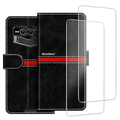 ESACMOT Capa de celular compatível com Doogee V Max Plus + [pacote com 2] película protetora de tela, capa protetora magnética de couro premium para Doogee V Max Plus (16,7 cm) preta