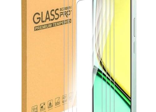 ESACMOT [Pacote com 4] Protetores de tela adaptados para Oppo Realme 12 Lite filme de vidro temperado inquebrável e compatível com capas de dureza 9H HD película protetora para Oppo Realme 12 Lite