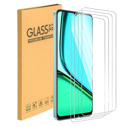 ESACMOT [Pacote com 4] Protetores de tela adaptados para Oppo Realme C51s Película de vidro temperado à prova de estilhaçamento e película protetora HD de dureza 9H compatível com capas para Oppo