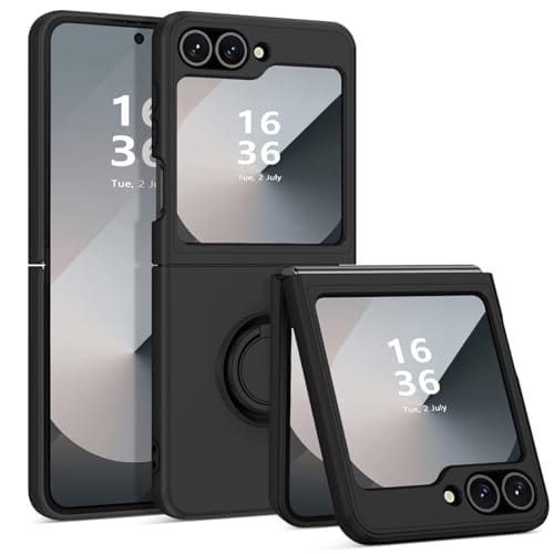 GaoBao Capa para Samsung Galaxy Z Flip 6 5G, Galaxy Z Flip 6 5G 6,7 polegadas, borracha de gel macia de silicone, à prova de choque, antiarranhões, capa protetora com suporte de anel para Galaxy Z