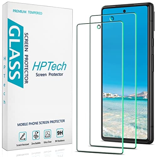 HPTech (Pacote com 2 películas projetadas para Google Pixel 6a 5G, vidro temperado, antiarranhões, sem bolhas, compatível com capas