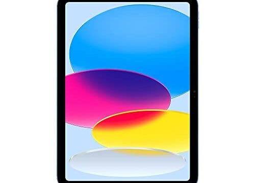 iPad da Apple (10a geração): Com chip A14 Bionic, tela Liquid Retina de 10,9 polegadas, 256 GB Wi-Fi 6, câmera frontal de 12 MP, câmera traseira de 12 MP, Touch ID – Azul