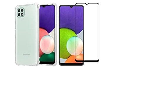 Kit - Capa Reforçada Antishock Compatível Samsung Galaxy M22 A22 4G + Película De Vidro 3D 5D 9D