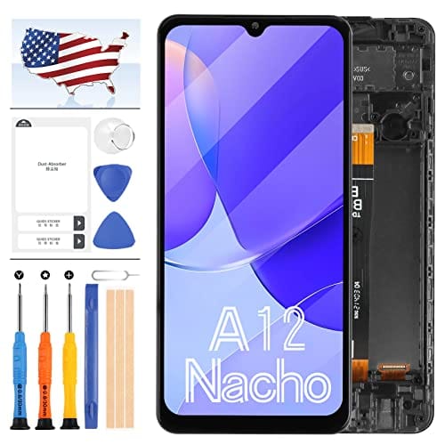 Kit de substituição de tela para SM-A127M para Samsung Galaxy A12 Nacho A127 SM-A127F A127F/DSN A127F/DS A127F A127U Display LCD Touch Digitalizador com Kit de Montagem de Moldura 16.5 cm