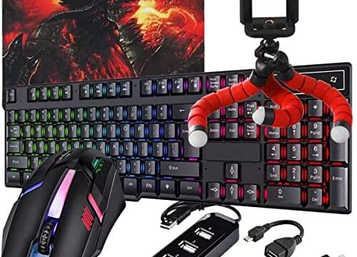 Kit Mobilador Para Celular Gamer Teclado Led Rgb + Mouse Gamer 1600dpi + Suporte Celular + Conectores (TIPO C)