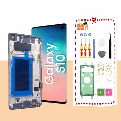 LNONLS Substituição do Conjunto Da Tela Lcd S10 para Samsung Galaxy S10 Tela Digitalizadora de Toque Lcd com Moldura S10 6,1 "G973U G973Fd Preto (Reconhecimento de Impressão Digital Não é Compatível)