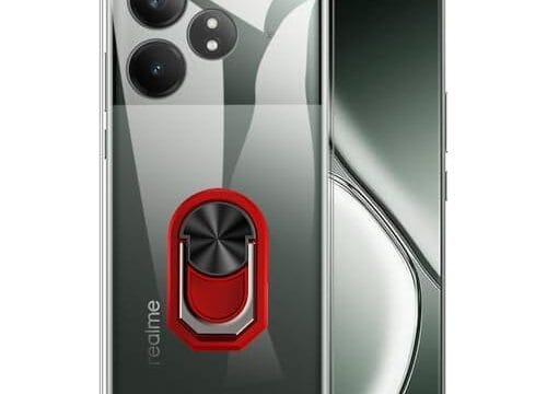 MILEGOO Capa de telefone ultrafina para Oppo Realme GT Neo 6 SE 5G + suporte de anel de suporte, pudim de gel para telefone de silicone macio para Oppo Realme GT Neo 6 SE 5G 17.2 cm (RedRing-T)