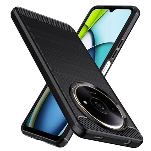 Natbok Capa projetada para Xiaomi Redmi A3X/Redmi A3, TPU flexível [textura escovada] [antiderrapante] capa de telefone com proteção militar à prova de choque, capa fina para Redmi A3X, preta