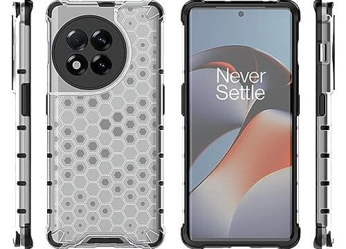 Pzwoxukhov Capa compatível com OnePlus 11R 5G, compatível com OnePlus Ace 2 5G Honeycomb anti-queda absorção de choque capa branca