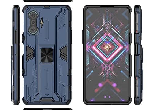 Pzwoxukhov Capa para Xiaomi Poco F3 GT/Redmi K40 Gaming/Redmi K40 Gaming Edition, Capa protetora para celular com suporte, função de atração magnética azul