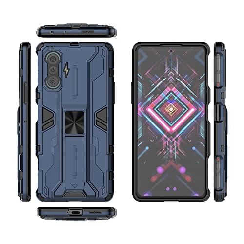 Pzwoxukhov Capa para Xiaomi Poco F3 GT/Redmi K40 Gaming/Redmi K40 Gaming Edition, Capa protetora para celular com suporte, função de atração magnética azul