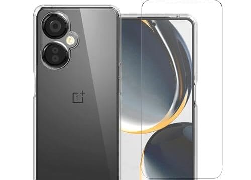 Ryphez Capa para OnePlus Nord N30 5G, capa OnePlus Nord CE3 Lite com protetor de tela de vidro temperado, capa de proteção de TPU flexível à prova de choque para Oneplus Nord N30 5G (transparente)