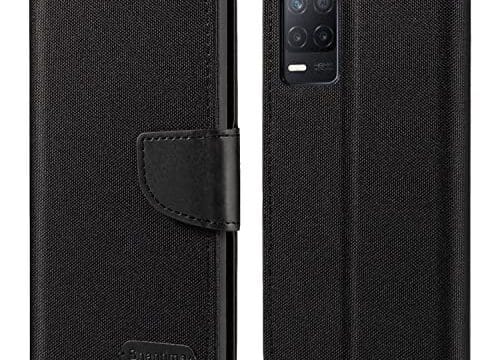 Shantime Capa para Oppo Realme 9 5G Índia, capa carteira de couro Oxford com capa traseira de TPU macio capa magnética flip para Oppo Realme 9 5G Índia (16,5 cm) preta