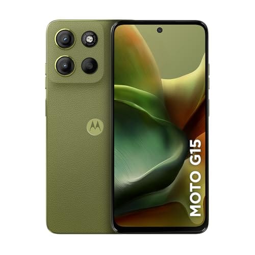Smartphone Motorola Moto g15-256GB 12GB (4GB RAM+8GB Ram Boost) e Camera 50MP com AI e Night Vision Bateria de 5200 mAh Tela FHD+ 6.7" com Superbrilho NFC - Verde