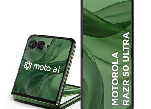 Smartphone Motorola Razr 50 Ultra - 512GB 24GB (12GB RAM+12GB Ram Boost) Tela dobrável 6,9" pOLED e externa 4” Moto AI camera IPX8 Forest Green - Silicon Leather