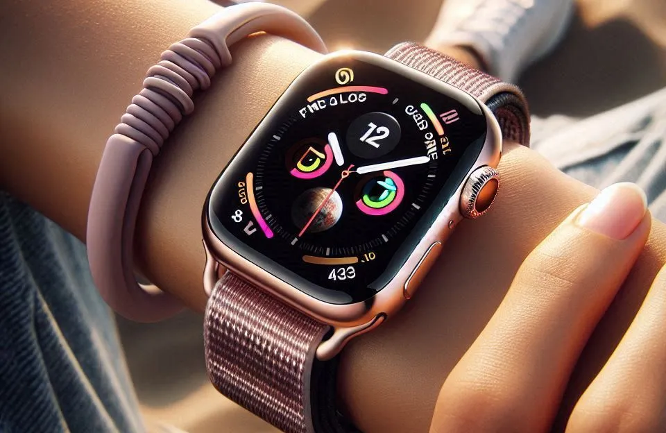 Apple Watch Series 10 GPS • Caixa ouro rosa de alumínio – 42 mm • Pulseira loop esportiva ameixa