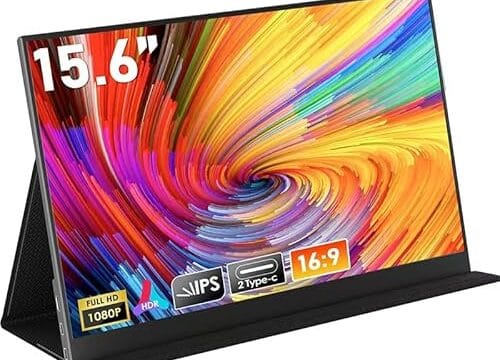 Armazém Brasil, Portable Monitor 15.6'' 1080P FHD USB-C Portable Laptop Monitors Smart Cover & Dual Speaker, HDMI Computer Display IPS HDR External Gaming Monitor for PC Phone Mac Xbox PS4 Switch