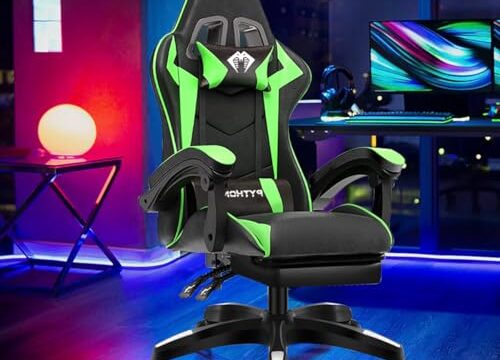 Cadeira Ergonomica Gamer Com Apoio Para Os Pés(Verde)
