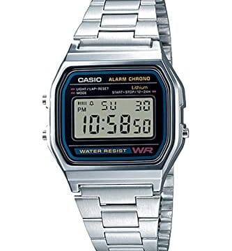 Casio Relógio digital masculino A158WA-1DF de aço inoxidável, Prata, Case size (L× W× H), Clássico, retrô