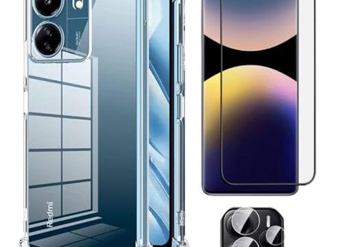 CORONITAS Capa Anti Impactos para Xiaomi Redmi Note 14, Película 5D, Película de Câmera, Capinha Transparente com Proteção Câmera