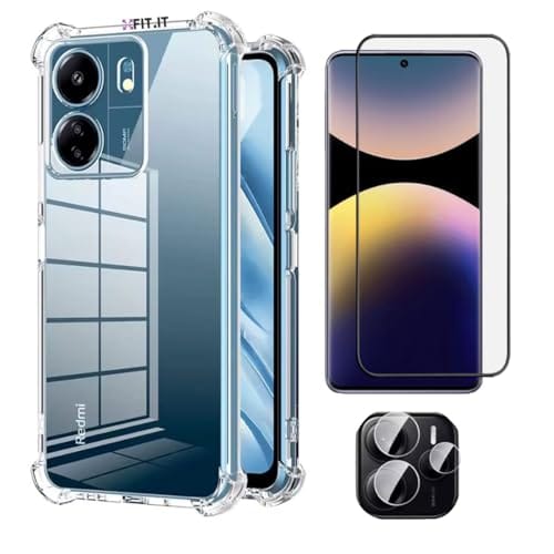 CORONITAS Capa Anti Impactos para Xiaomi Redmi Note 14, Película 5D, Película de Câmera, Capinha Transparente com Proteção Câmera