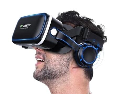 Óculos Vr Realidade Virtual 3D Com Fone De Ouvido E Controle,Suporte para Celular 4.0-6.53''