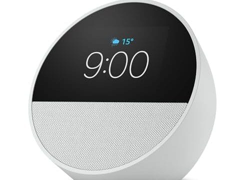 Echo Spot com Alexa (2024) | Despertador inteligente com som vibrante | Cor Branca