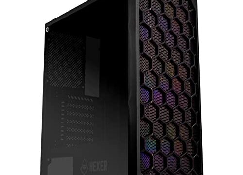 Gabinete Gamer Mancer Hexer | Rainbow | Mid-Tower | Lateral de Vidro | Com 3 Fans | Preto | MCR-HEX-RB01