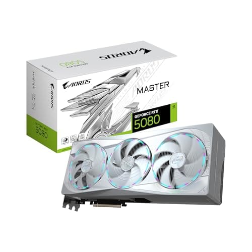 GIGABYTE Placa de vídeo AORUS GeForce RTX 5080 Master ICE 16G, sistema de resfriamento WINDFORCE, 16GB 256-bit GDDR7, placa de vídeo GV-N5080AORUSM ICE-16GD