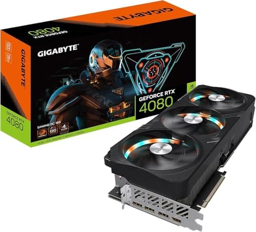 Gigabyte Placa gráfica GeForce RTX 4080 Gaming OC 16G, 3 ventiladores WINDFORCE, placa de vídeo GDDR6X de 256 bits, GV-N4080GAMING OC-16GD