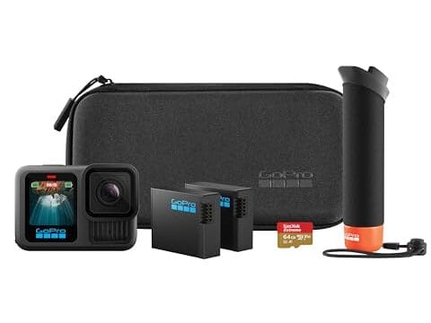 GoPro HERO13 Black Bundle - Kit com Câmera de Ação à Prova d'água 10m, 5.3K60, HLG HDR, 27MP, HyperSmooth 6.0, GPS, Wi-Fi 6 e Acessórios Extras The Handler, Bateria Enduro, Cartão de 64GB e um Estojo
