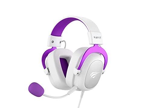 Headset Fone de Ouvido Havit HV-H2002d Purple, Gamer, com Microfone, Falante 53mm, Plug 3, 5mm: compatível com XBOX ONE e PS4, HAVIT, HV-H2002d Cor Roxo e Branco
