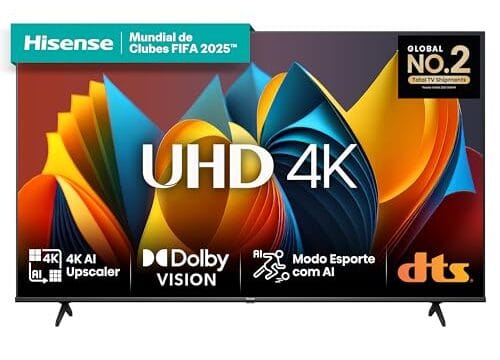 Hisense Smart TV UHD 4K DLED 58" Polegadas 58A6K com HDR10+ Dolby Vision Game Mode Controle por Voz Alexa Built-In AirPlay
