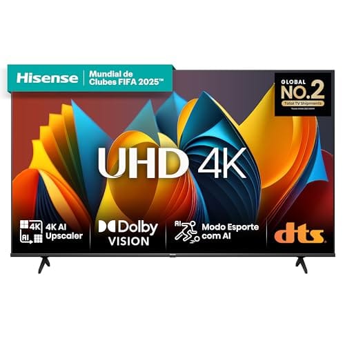 Hisense Smart TV UHD 4K DLED 58" Polegadas 58A6K com HDR10+ Dolby Vision Game Mode Controle por Voz Alexa Built-In AirPlay