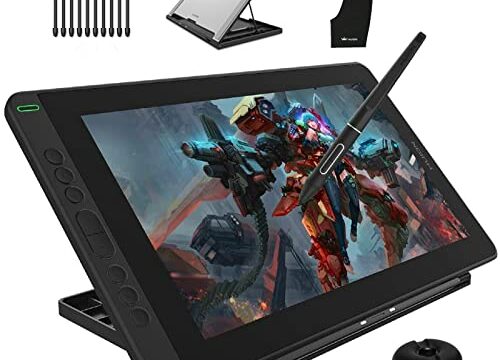 HUION MESA DIGITALIZADORA Kamvas 13 canetas, tablet de desenho gráfico 2 em 1,função de inclinação sem bateria,pressão da caneta 8192 e 8 teclas de atalho, preto com suporte