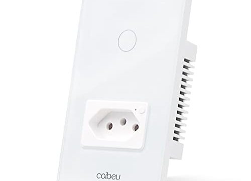 Interruptor Inteligente WiFi com Tomada, Interruptor Smart Sem Fio Doméstico Multifuncional, Controle Remoto de Eletrodomésticos Por Celulares, Interruptor Cronometrado, (1 botões)