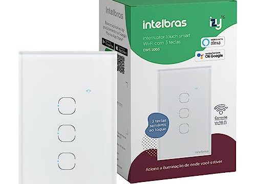 Interruptor Touch Inteligente Compatível Com Alexa Com 3 Teclas EWS 1003 Branco Intelbras