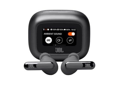 JBL, Fone de Ouvido Bluetooth, Live Beam 3, Intra Auricular, Sem Fio, Com Tela de 1.45", Cancelamento de Ruído, Resistente À Água e Poeira - Preto