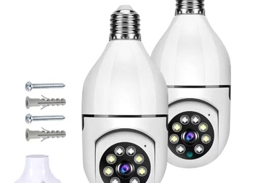 Kit 2 Câmera Segurança Ip Wifi Lâmpada Prova D'água Giratória Visão Noturna Infravermelho 1080P HD Câmeras Wireless 360° Inteligente Full HD - Premium