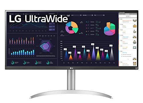 LG 34WQ650-W 34 Inch 21:9 UltraWide Full HD (2560 x 1080) IPS Monitor, 100Hz Refresh Rate with RGB 99% Color Gamut, VESA DisplayHDR 400, USB Type-C, AMD FreeSync, Tilt/Height Adjustable Stand