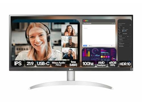 Monitor LG UltraWide™ - Tela IPS de 29", 21:9, USB-C, 7Wx2 MaxxAudio®, sRGB 99%, 100Hz - 29WQ600B